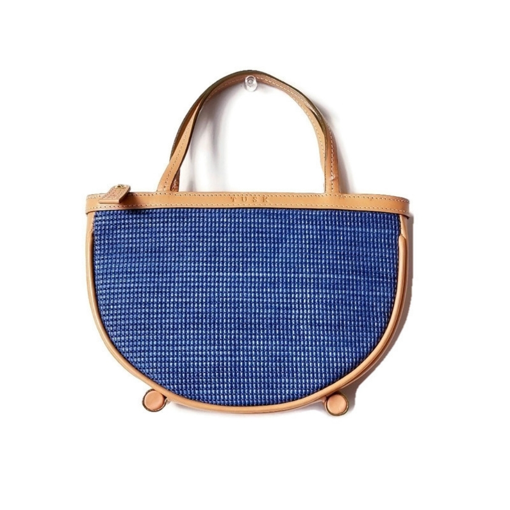 Tusk Leather Handbag, Blue and Tan Purse